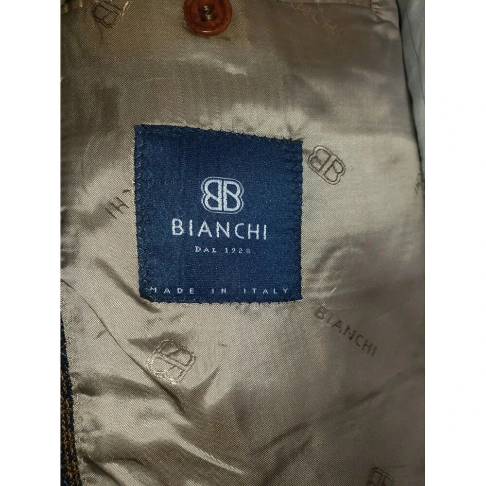 LBM BIANCHI Bozzella & Lesna Italian Blazer Glen Check Wool Silk Men 40R